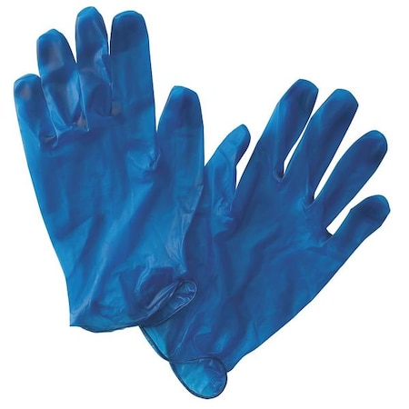 Disposable Gloves, Vinyl, Powder Free, Blue, M, 100 PK
