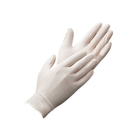 Disposable Gloves, Latex, Powdered, White, L, 100 PK