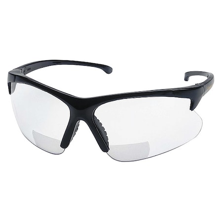 V60 30-06 Readers Safety Glasses, Clear Lenses, +2.0 Diopters, Black Frame, Unisex, 1 Pair