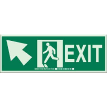 Exit Sign,5X14,GRN/Glow,Exit,ENG