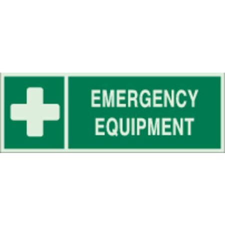 Safety Equipment Sign, 5 In Height, 14 In Width, Plastic, Rectangle, English