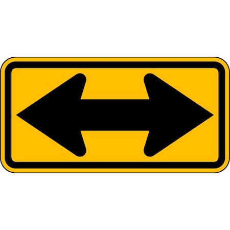Double Arrow Traffic Sign, 12 In Height, 24 In Width, Aluminum, Horizontal Rectangle, No Text