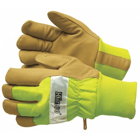 Leather Gloves,Insulated,Lime Green,L,PR