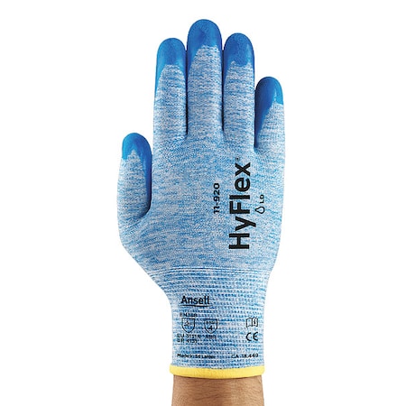 Nitrile Coated Gloves, Palm Coverage, Blue, L, PR