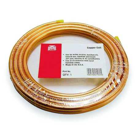 Coil Copper Tubing, 5/16 In Outside Dia, 50 Ft Length, Type ACR