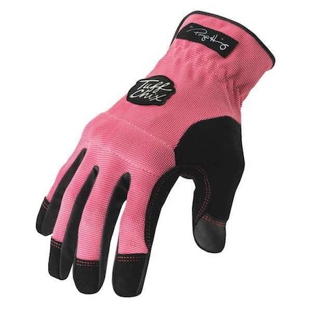Mechanics Gloves, S, Pink, Reinforced, Ribbed Nylon/Spandex