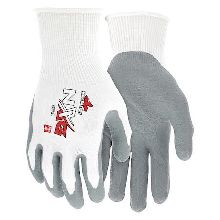 Nitrile Coated Gloves, Palm Coverage, White/Gray, S, PR