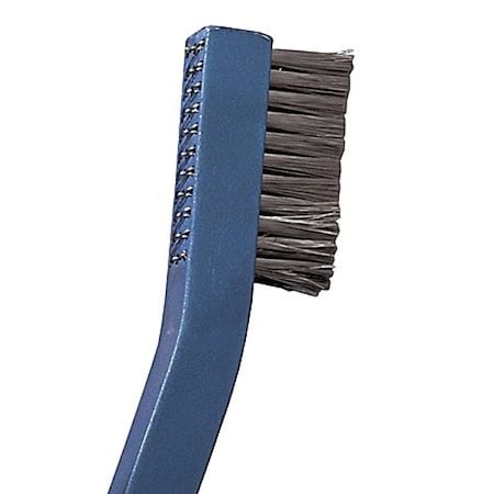 3/8 In W Scratch Brush, Stiff, 6 7/16 In L Handle, 1 3/16 In L Brush, Gray, Aluminum