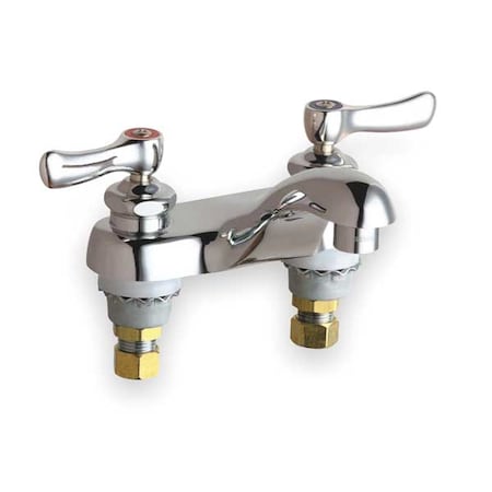 Manual 4 Mount, 2 Hole Low Arc Bathroom Faucet, Polished Chrome