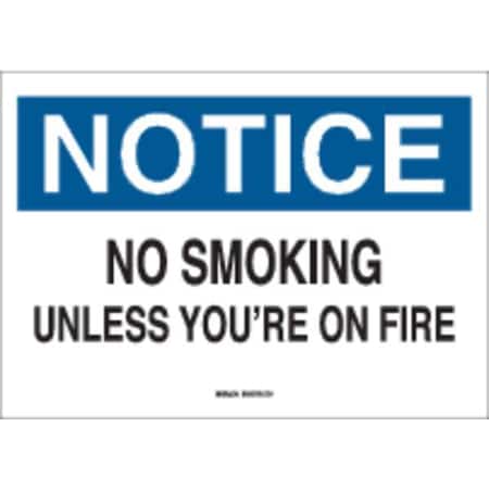 Notice No Smoking Sign, 7 H, 10 W, Plastic, Rectangle, English, 38065