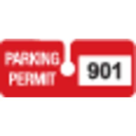 Parking Permits,Rearview,Wht/Red,PK100