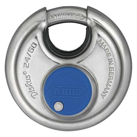 Padlock, Keyed Different, Partially Hidden Shackle, Disc Stainless Steel Body, 11/16 In W