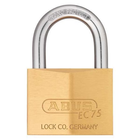 Padlock, Keyed Different, Standard Shackle, Square Brass Body, Steel Shackle, 15/16 In W