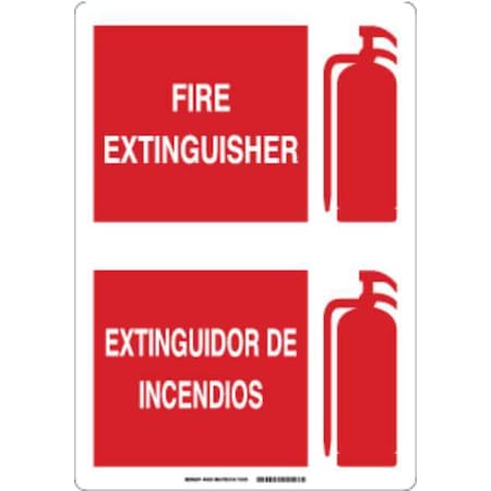 Fire Extinguisher Sign, 20 In Height, 14 In Width, Fiberglass, Rectangle, English, Spanish