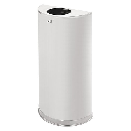 12 Gal Half-Round Trash Can, Stainless Steel, 17 1/2 In Dia, None, Stainless Steel