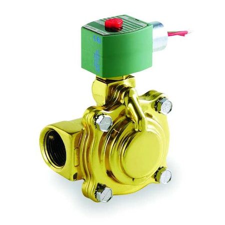 120V AC Brass Solenoid Valve, Normally Closed, 1 In Pipe Size