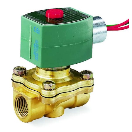 24V DC Brass Solenoid Valve, Normally Closed, 3/8 In Pipe Size
