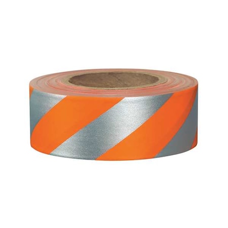 Flagging Tape,Orange Glo/Silver,150 Ft