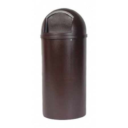 25 Gal Round Trash Can, Brown, 18 In Dia, Swing, Plastic