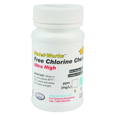 Test Strips,Free Chlorine,0-750ppm,PK50