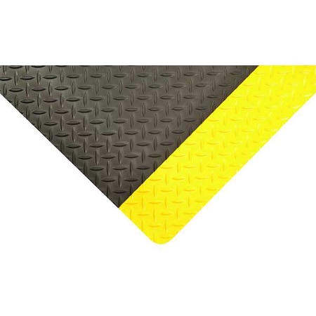 Antifatigue Mat, Black/Yellow, 4 Ft. L X 3 Ft. W, Vinyl Surface Nitrile Rubber Sponge Base