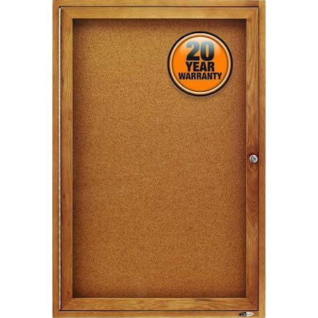 Enclosed Cork Bulletin Board 36 X 24, 1 Door, Door Type: Swing