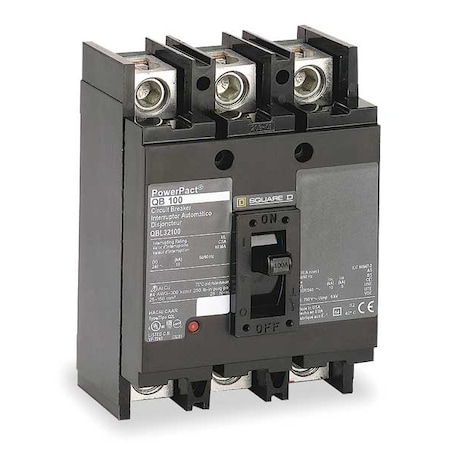 Molded Case Circuit Breaker, 110 A, 240V AC, 3 Pole, Free Standing Mounting Style, QD Series
