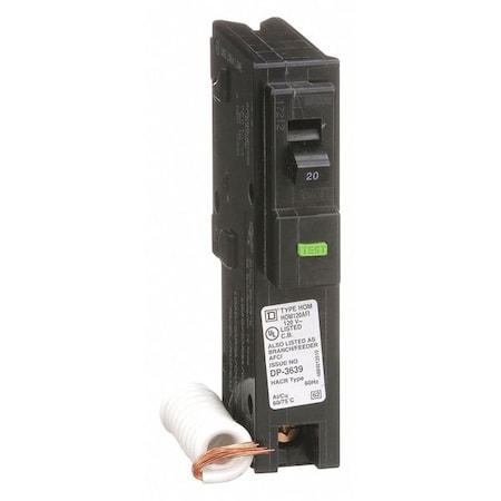 Miniature Circuit Breaker, 20 A, 120V AC, 1 Pole, Plug In Mounting Style, HOM Series