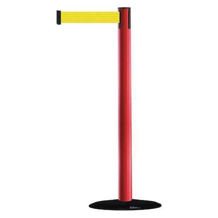 Barrier Post W/ Belt,7-1/2 Ft. L,Yellow