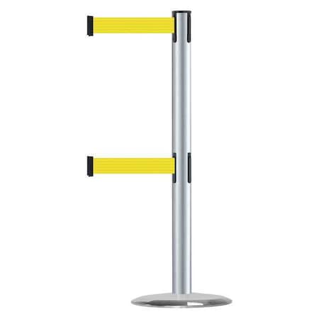 Barrier Post W/ Belt,7-1/2 Ft. L,Yellow