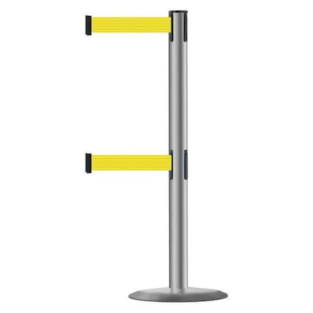 Barrier Post W/ Belt,7-1/2 Ft. L,Yellow