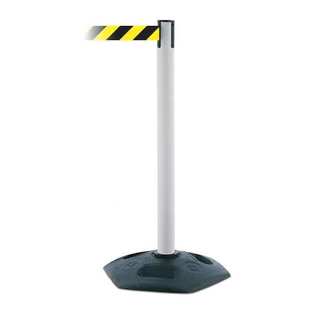 Barrier Post With Belt,PVC,White