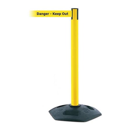 Barrier Post With Belt,PVC,Yellow