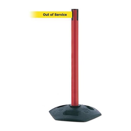 Barrier Post With Belt,PVC,Red