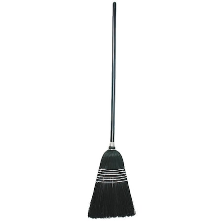 12 In Sweep Face Broom, Soft/Stiff Combination, Natural, Black, 42 In L Handle