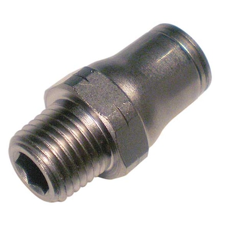 Nickel Plated Brass Male Connector, 13/32 In Tube Size