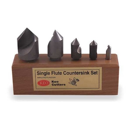 Countersink Set,5 PC,1 FL,60 Deg,Cobalt