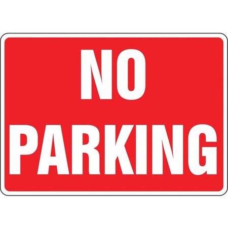 No Parking Sign, 14 W, 10 H, English, Cardstock, Red