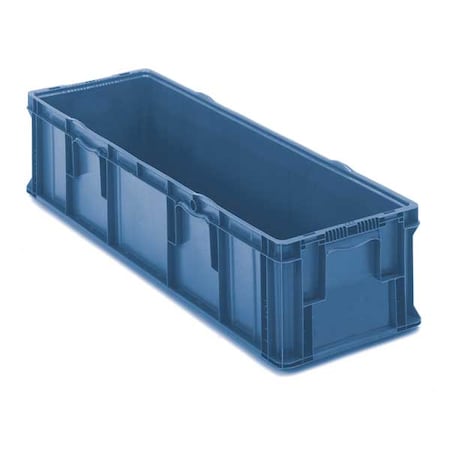 Straight Wall Container, Blue, Plastic, 48 In L, 15 In W, 10 3/4 In H, 3.5 Cu Ft Volume Capacity