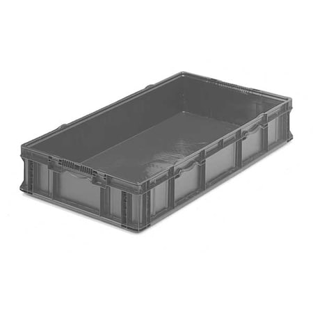 Straight Wall Container, Gray, Plastic, 48 In L, 22 1/2 In W, 7 1/4 In H, 3.5 Cu Ft Volume Capacity