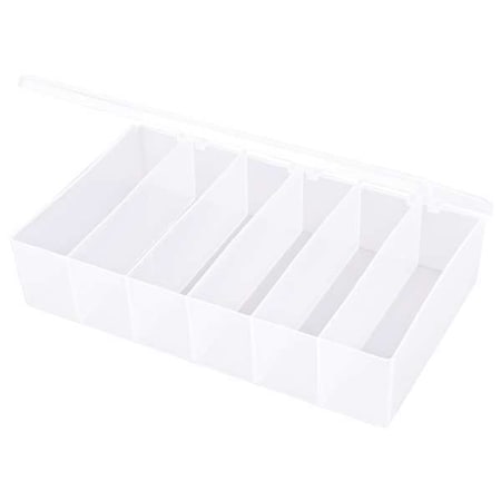 Compartment Box With 6 Compartments, Plastic, 2 7/16 In H X 6-3/16 In W