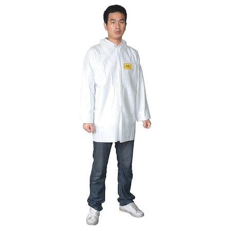 Disposable Shirt , Xl , White , Snap Front