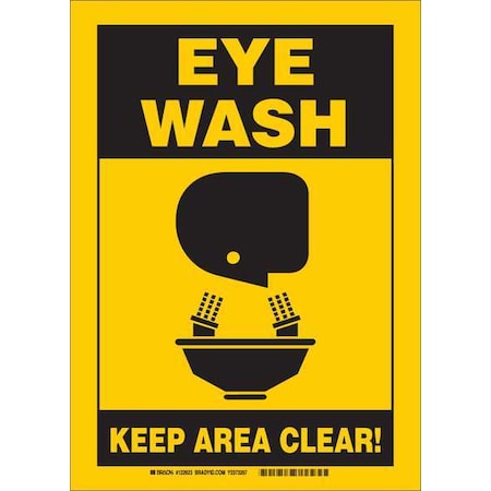 Eye Wash Sign, 10 Height, 14 Width, Aluminum, Rectangle, English