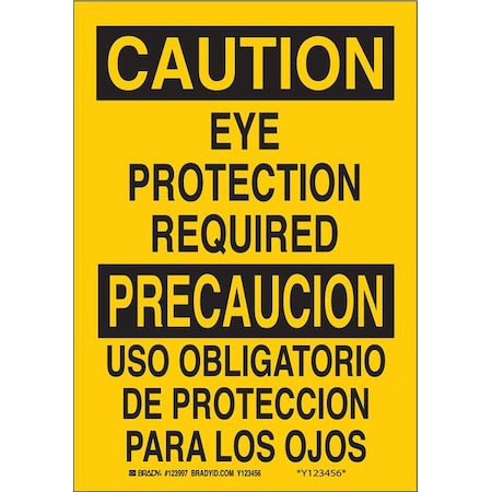 Caution Sign, 14X10, BK/Yel, Bilingual, Height: 14