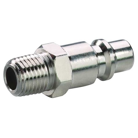 Quick Connect Hose Coupling, 1/4 In Body Size, 1/4 In Hose Fitting Size, Plug, Male, 30E703