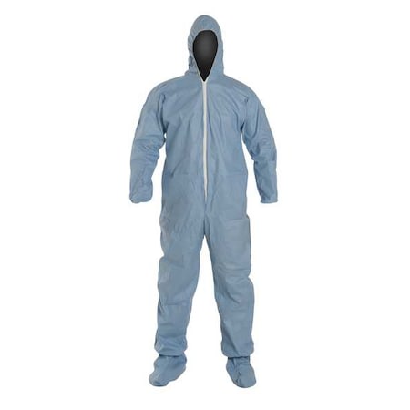 Flame Resistant Coverall W/Hood And Boots, Sky Blue, Tempro, 5XL