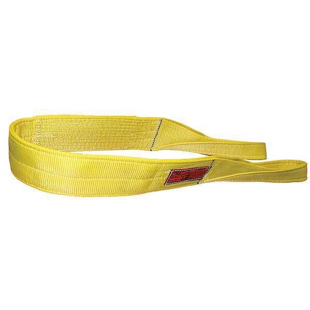 Synthetic Web Sling, Flat Eye And Eye, 5 Ft L, 6 In W, Nylon, Yellow