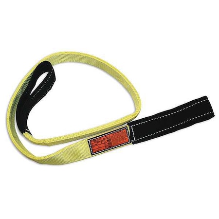 Synthetic Web Sling, Twisted Eye And Eye, 3 Ft L, 4 In W, Nylon, Yellow/Black