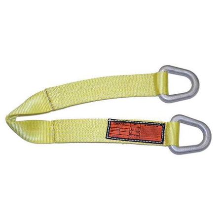 Synthetic Web Sling, Triangle And Triangle, 20 Ft L, 2 In W, Nylon, Yellow