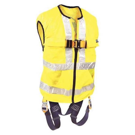 Hi-Vis Full Body Harness, Vest Style, 2XL, Polyester, Yellow